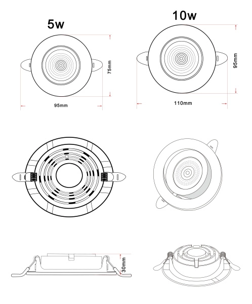 Светильник ZORTES RAIZ ZRS.57795.5, Мощность - 5Вт, Тип лампы: LED, В -25мм / Ш - 95мм