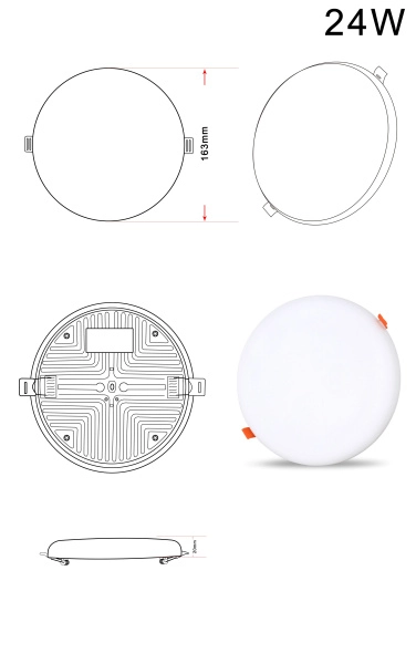 Светильник ZORTES CLOUD ZRS.57793.24, Мощность - 24Вт, Тип лампы: LED, В -20мм/ / Ш - ø163мм