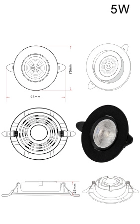 Светильник ZORTES RAIZ ZRS.57796.5, Мощность - 5Вт, Тип лампы: LED, В -30мм / Ш - 110мм