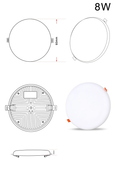 Светильник ZORTES CLOUD ZRS.57793.8, Мощность - 8Вт, Тип лампы: LED, В -20мм/ / Ш - ø93мм