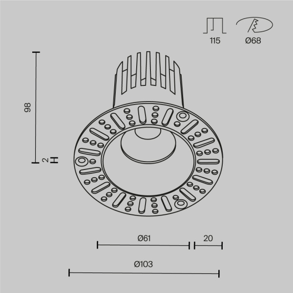 Встраиваемый светильник Technical DL121-15W-3K-TRS-B