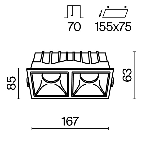 Встраиваемый светильник Technical DL043-02-15W3K-D-SQ-WB