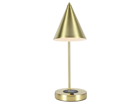 Настольная лампа латунь беспроводная зарядка 45см
