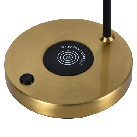 Настольная лампа латунь беспроводная зарядка 55см