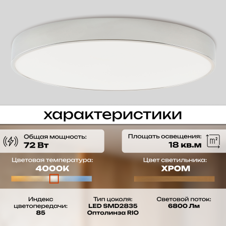 Светильник потолочный белый LED 72Вт D50см