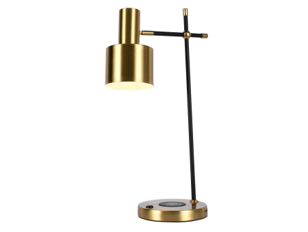 Настольная лампа латунь беспроводная зарядка 55см