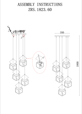 Люстра в скандинавском стиле золото 35см
