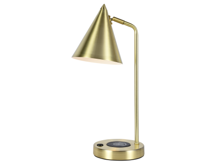 Настольная лампа латунь беспроводная зарядка 45см