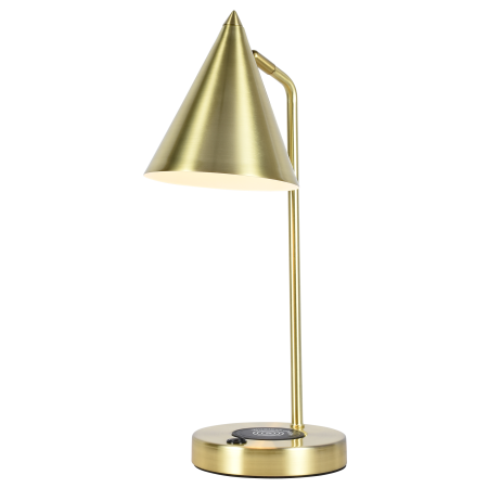 Настольная лампа латунь беспроводная зарядка 45см