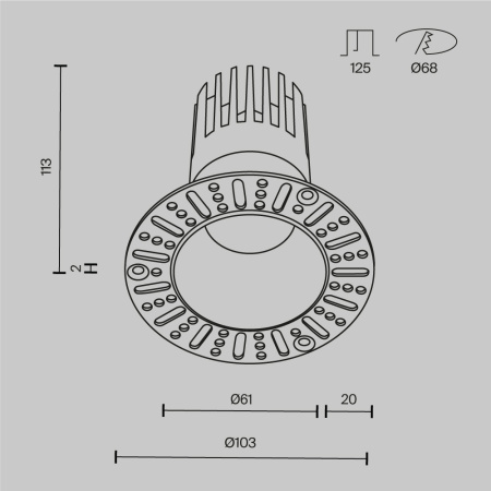 Встраиваемый светильник Technical DL122-15W-3K-TRS-B