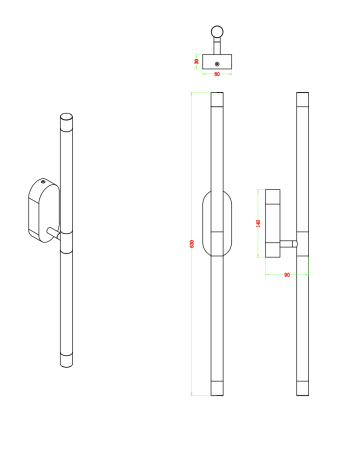 Бра латунь LED 18Вт 63см