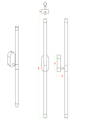Бра латунь LED 24Вт 84см