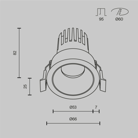 Встраиваемый светильник Technical DL123-10W-3K-B