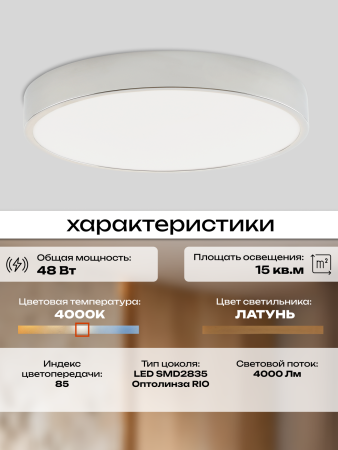 Потолочный светильник Zortes TORTTY ZRS.02565.48, Мощность - 48Вт, Тип лампы:  LED  SMD2835，Оптолинза RIO