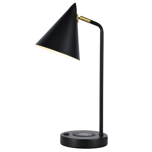 Настольная лампа черня беспроводная зарядка 45см
