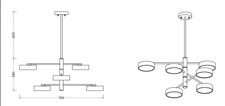 Люстра потолочная черня LED 60Вт 76см