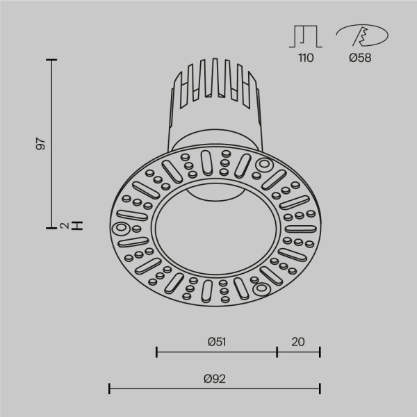 Встраиваемый светильник Technical DL120-10W-2.7K-TRS-W