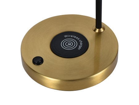 Настольная лампа латунь беспроводная зарядка 55см
