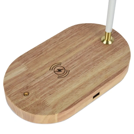 Настольная лампа белая беспроводная зарядка 37см