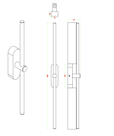 Бра черное LED 18Вт 98см