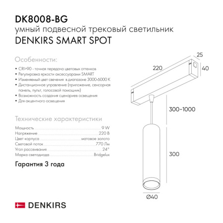 Светильник на шине Denkirs DK8008-BK