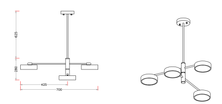 Люстра потолочная черня LED 40Вт 70см