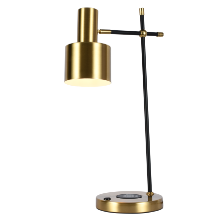 Настольная лампа латунь беспроводная зарядка 55см