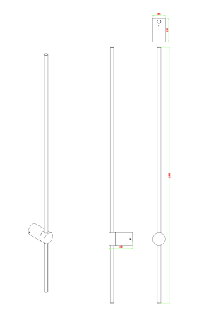 Светильник настенный черный LED 18Вт 120см