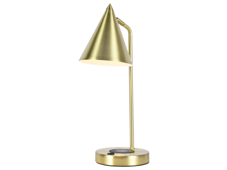 Настольная лампа латунь беспроводная зарядка 45см