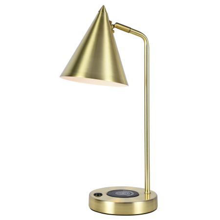 Настольная лампа латунь беспроводная зарядка 45см