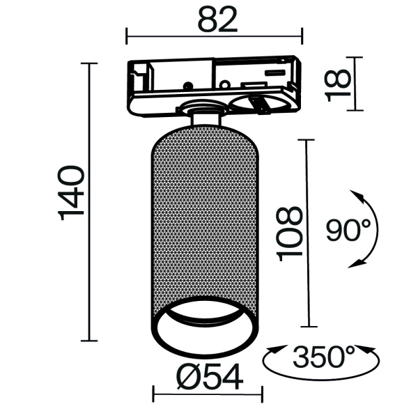 Трековый светильник Technical TR089-1-GU10-BB