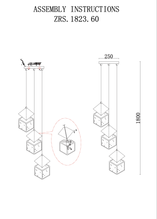 Люстра в скандинавском стиле золото 25см